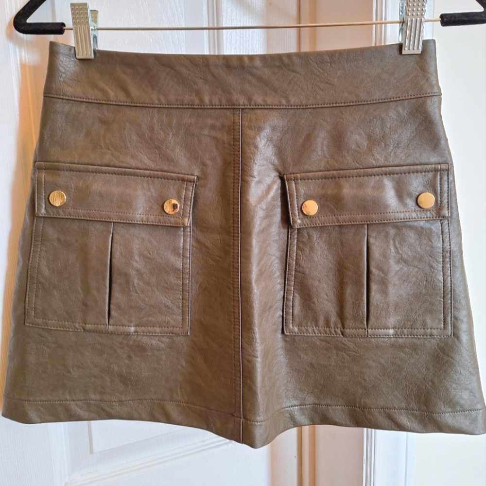 Zara Green Leather Skort